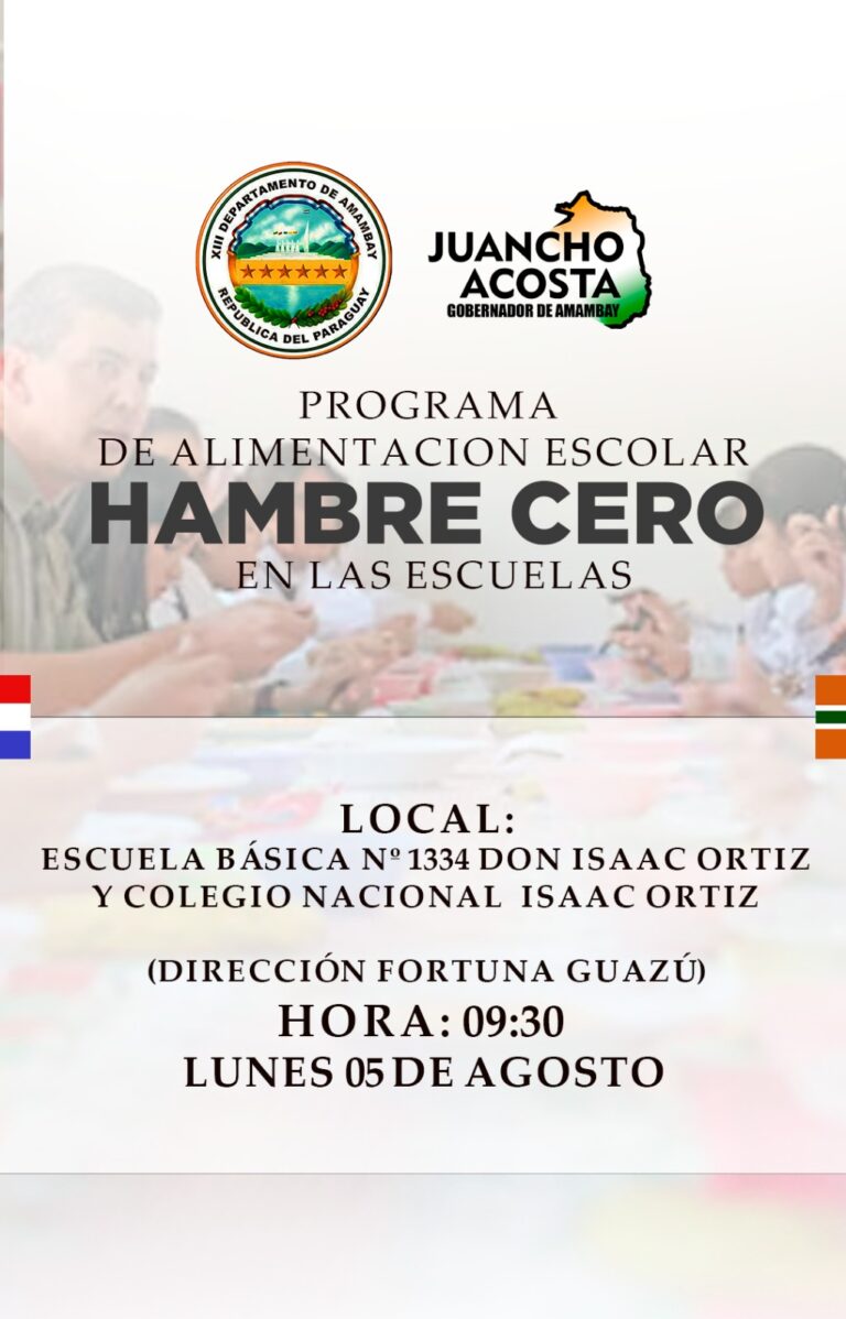 Este lunes 5 de agosto se lanza el programa Hambre Cero en Fortuna Guazú